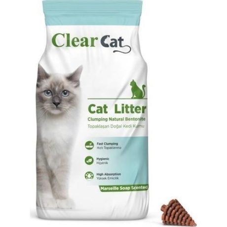 CLEAR CAT 10 LT. MARSİLYA SABUNLU KEDİ KUMU
