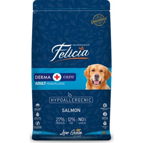 Felicia Yetişkin Somonlu Medium/Large Az Tahıllı Breed  Hypoallergenic  Köpek Maması 3 kg