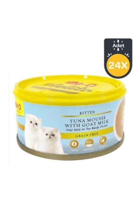 Me-O Delite Tahılsız Keçi Sütlü Ton Balıklı Ezme Yavru Kedi Konservesi 80 gr x 24