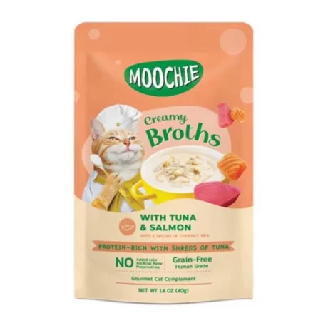 Moochie Parça Ton Balıklı ve Somonlu Tahılsız Kedi Çorbası 40gr